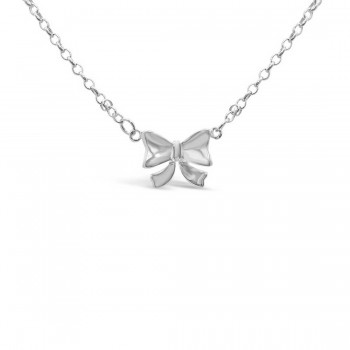 STERLING SILVER NECKLACE BUTTEFLY BOW 16 INCHES +2" EXTENSION