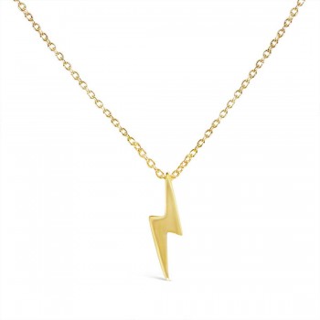 Sterling Silver Necklace Thunderbolt (Tiny) 16+1 Inches-Gold Pl