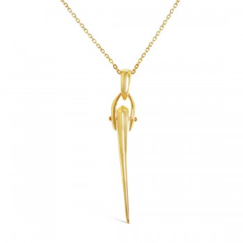 Sterling Silver Necklace Spear Drop Plain 28 Inches -Gold Pla
