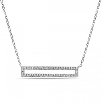 Sterling Silver Necklace Rectangular Cubic Zirconia Line