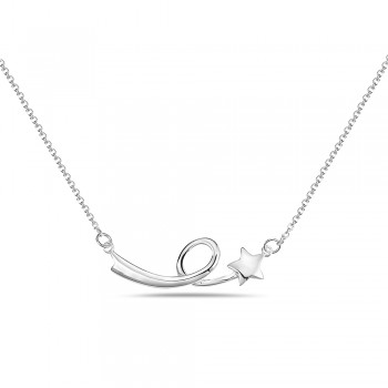 Sterling Silver NECKLACE SHOOTING STAR WITH A CURVE