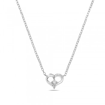 Ribbon Curled Heart Pendant Necklace