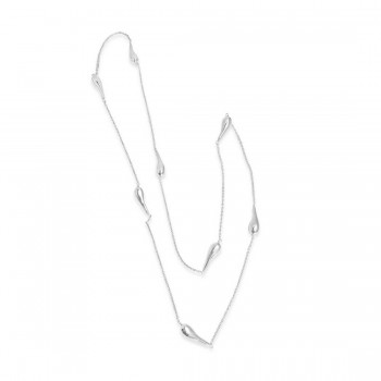 Sterling Silver Necklace 36'' 8Pcs Plain T-Drops--Sp Anti-Tarnish