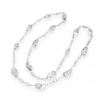 Sterling Silver Necklace 36'' Plain Crushed Round Chain--Sp Anti-T