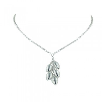 Sterling Silver Necklace 16 In. 5 Plain Marquis Drops--E-coated/Nickle Free--