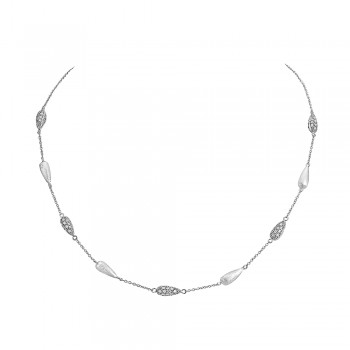 Sterling Silver Necklace 16+2 Inch Chain with 4 Matt Finish+5 C