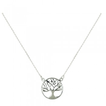 Sterling Silver Necklace Tree of Life E-Coated