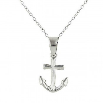 Sterling Silver Necklace Anchor with Bail + Cable Chain Lobster Lock