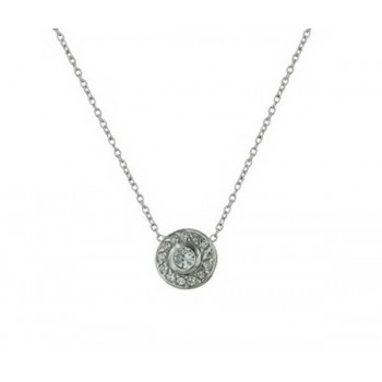 Sterling Silver Necklace Round 10 mm Center Piece Snc-121-16"