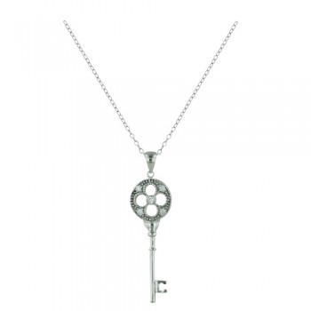 Sterling Silver Necklace 37mm Key Round Open Top