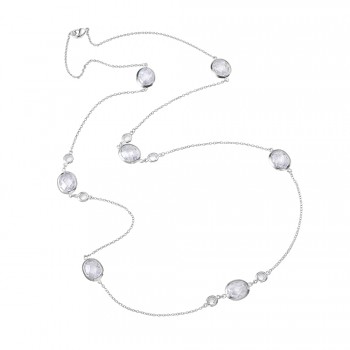 Brass Necklace 31.5 Inches 15mm/12.5mm Clear Facet