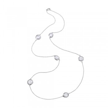 Brass Necklace 30 Inches 9mm Faceted Clear Cubic Zirconia with 3