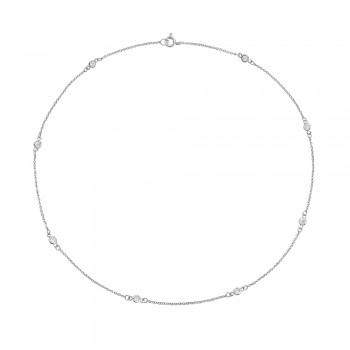 Brass Necklace 18'' with 8 Station 4mm Clear Cubic Zirconia