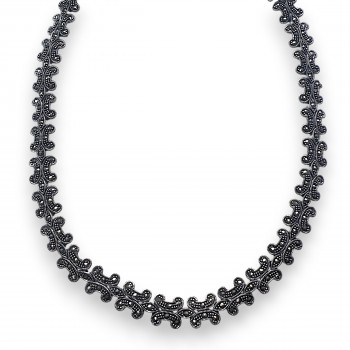 Marcasite Necklace Wave/Cloud Connected by Marquis