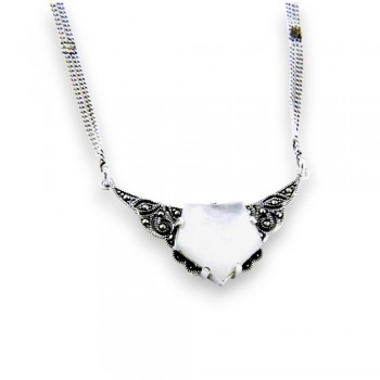 Marcasite NECKLACE ARC WITH PENTAGON MOTHER OF PEARL DOUB-5M-464M