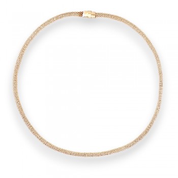 Sterling Silver Necklace Width 4.5mm Rose Gold Plate Diamond Cu