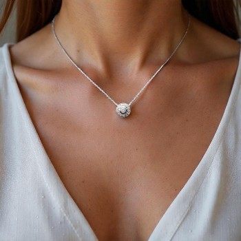 Sterling Silver Necklace Round 10 mm Center Piece Snc-121-16"