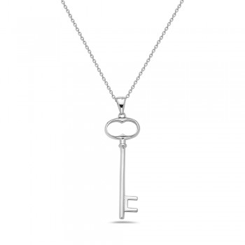 Sterling Silver Necklace 35mm Key Oval Top