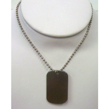 STAINLESS STEEL 25" BEAD CHAIN WITH DOG TAG