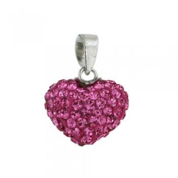 Brass Pendant 13Mm/8.5 Thick Puffy Heart Pink, Pink