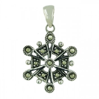 Marcasite Pendant 17.7mm Snowflake with Plain Bail