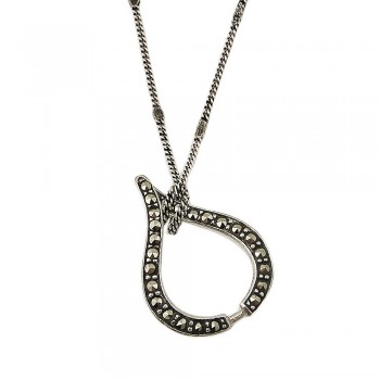 Marcasite Pendant Heart Line