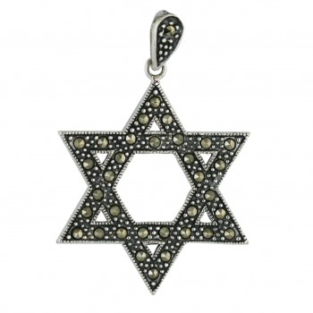 Marcasite Pendant Open Jewish Star