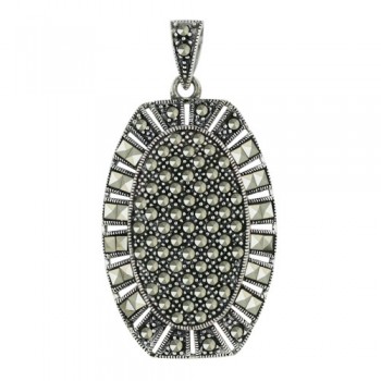 Marcasite Pendant Square Cut Pave Marcasite Oval