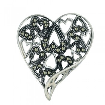 Marcasite Pendant Filigree Heart