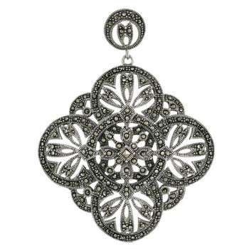 Marcasite Pendant Rhombus with Square Cut Marcasite Center