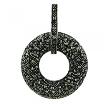 Marcasite Pendant Plain Puff Donut Huge Bell