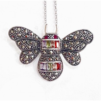 Marcasite Pendant Marcasite Butterfly with Small Rectangula