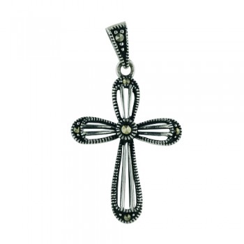 Marcasite Pendant Open Bubble Cross Marc. Center