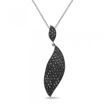 MARCASITE PENDANT WAVY MARQUIS