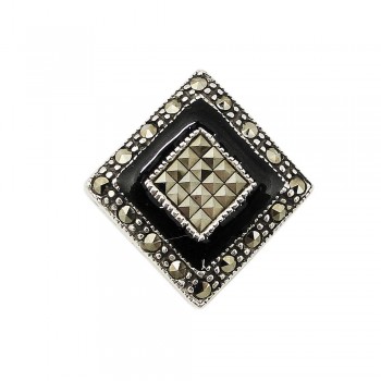 Marcasite Slider Black Square Cut