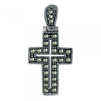 Marcasite Pendant Open Cross with Open Bail