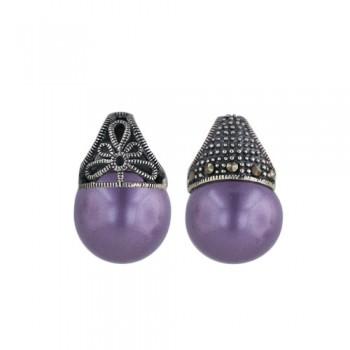 Marcasite Pdnt13mm Purple Pearl Ball One Sade Filigree Marcasite