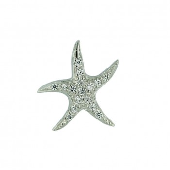Sterling Silver Pendant Clear Cubic Zirconia Starfish