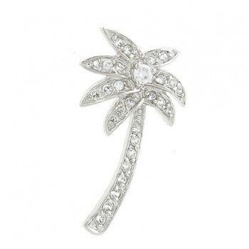 Sterling Silver Pendant Clear Cubic Zirconia Palm Tree