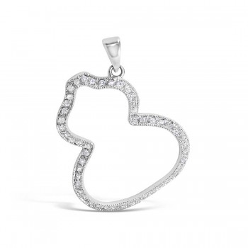 Sterling Silver Pndt Clear Cubic Zirconia Open Gourd (Fortune Symbol)
