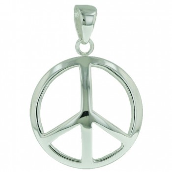 Sterling Silver Pendant Plain Dome Peace Symbol--E-coated/Nickle Free--