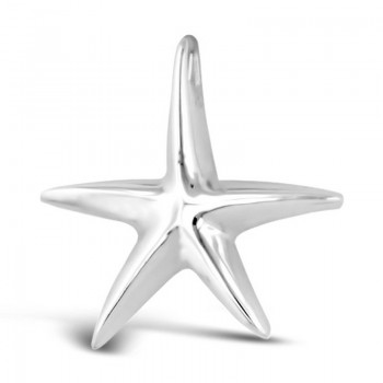 Sterling Silver Pendant 35mm Plain Starfish with Open Back--E-Coat