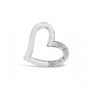 Sterling Silver Pendant Open Heart with Cubic Zirconia--Silver Plated