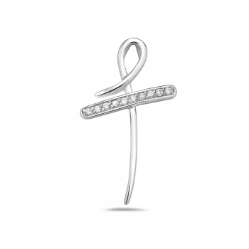 Sterling Silver Pendant Streamlines Cross with Cubic Zirconia Lines