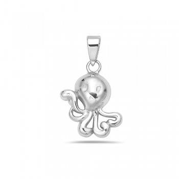 Sterling Silver Pendant Plain Octopus