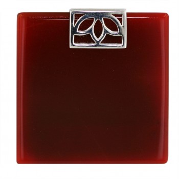 Sterling Silver Pendant 40X40mm Flat Square Carnelian with Plain Open R