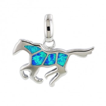 Sterling Silver Pendant Blue Opal (K-5) Horse