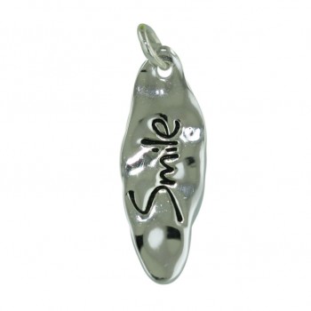 Sterling Silver Pendant Plain Potato with Black Word "Smile"--E-coated/Nickle Free--