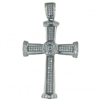 Sterling Silver Pendant Micropave Big Cross