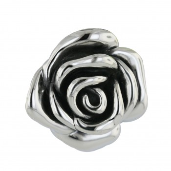 Sterling Silver Pendant 35mm Plain Rose with Oxidized Inner Petals--